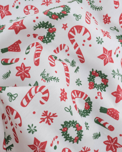 Tissu Noël Coton Sucre d'Orge - Mercerine