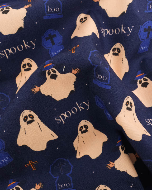 Coton Halloween Spooky Bleu Marine - Mercerine