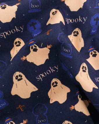 Coton Halloween Spooky Bleu Marine - Mercerine