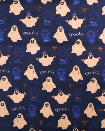 Coton Halloween Spooky Bleu Marine - Mercerine
