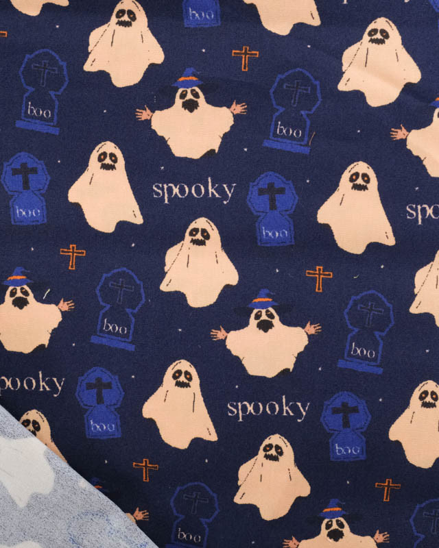 Coton Halloween Spooky Bleu Marine - Mercerine