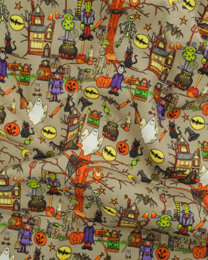 Tissu Halloween Coton Petits Monstres - Mercerine