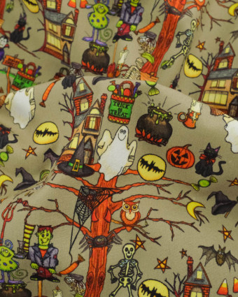 Tissu Halloween Coton Petits Monstres - Mercerine