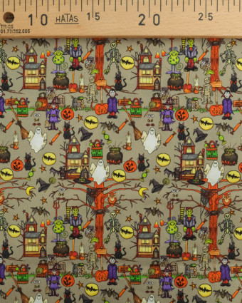 Tissu Halloween Coton Petits Monstres - Mercerine