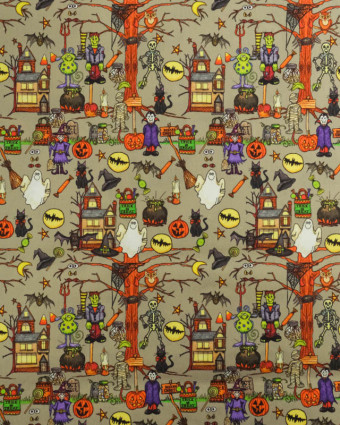 Tissu Halloween Coton Petits Monstres - Mercerine