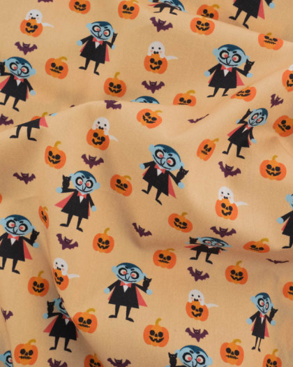 Tissu Coton Halloween Petit Vampire  - Mercerine