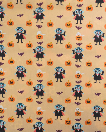 Tissu Coton Halloween Petit Vampire  - Mercerine