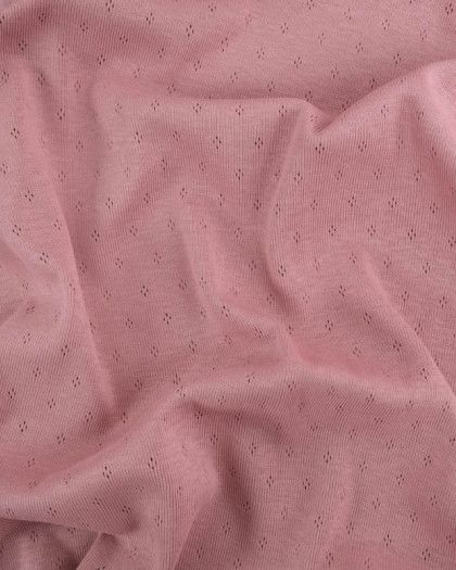 Tissu Jersey Maille Pointelle Vieux Rose - Mercerine