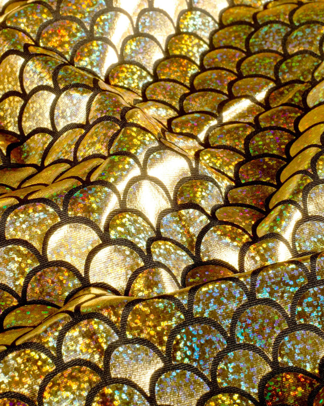Tissu Lamé Stretch Sirène Doré - Mercerine
