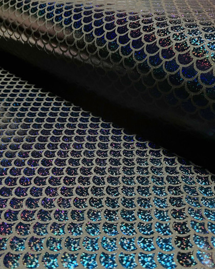 Tissu Lamé Stretch Sirène Noir - Mercerine