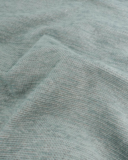 Tissu Jacquard Velours Céladon Lurex Argent - Mercerine