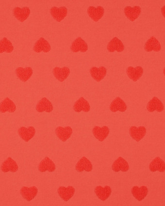 Tissu Jersey Petits Cœurs en Eponge Corail - Mercerine