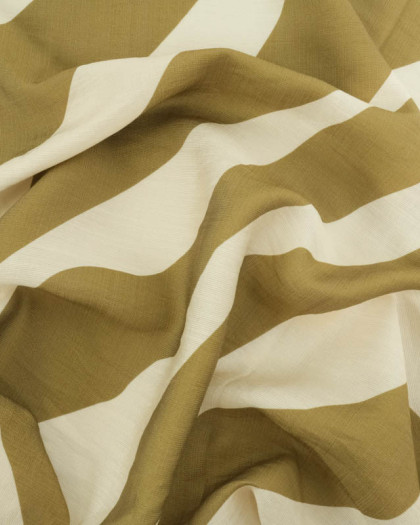 Tissu Viscose Texturée Minsa Vert Kaki - Mercerine