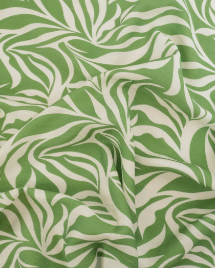 Tissu Viscose Texturée Lyra Vert Praire - Mercerine