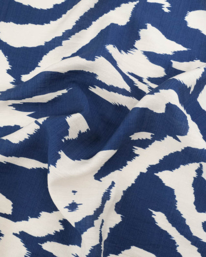 Tissu Viscose Texturée Zella Bleu - Mercerine