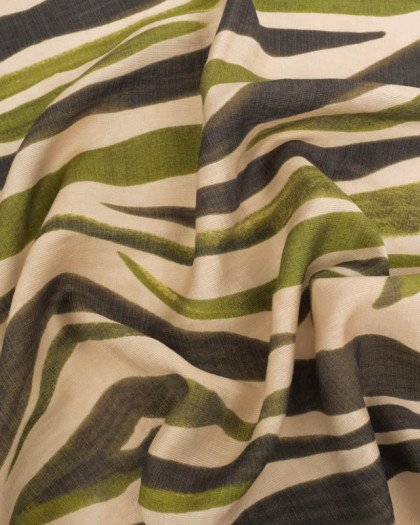 Tissu Viscose Texturée Tanzania Vert Kaki - Mercerine