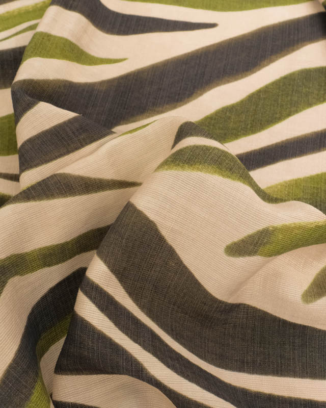 Tissu Viscose Texturée Tanzania Vert Kaki - Mercerine