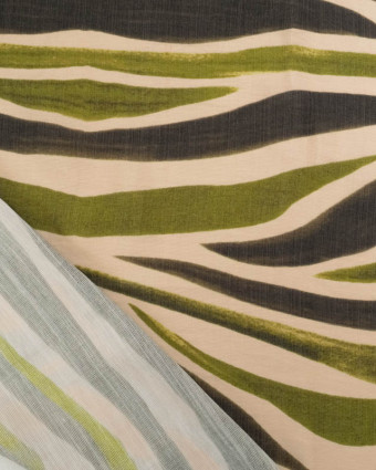 Tissu Viscose Texturée Tanzania Vert Kaki - Mercerine