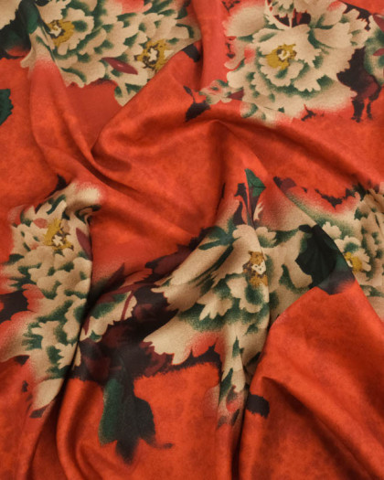 Tissu Satin Effet Soie Célia Vermillon - Mercerine