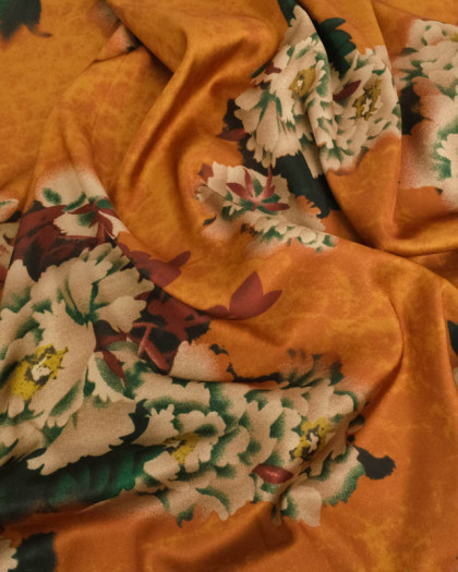 Tissu Satin Effet Soie Célia Ocre - Mercerine