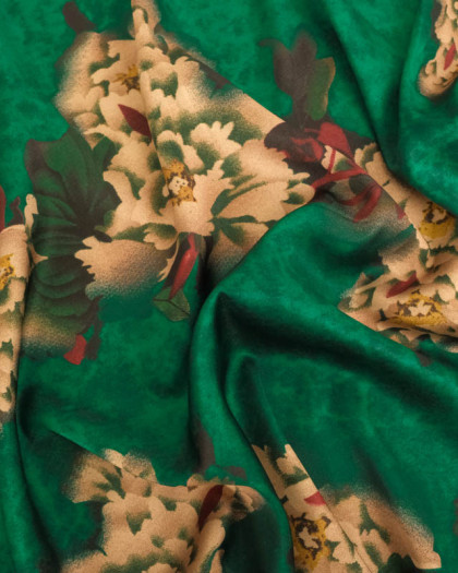 Tissu Satin Effet Soie Célia Vert Anglais - Mercerine