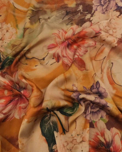 Tissu Satin Effet Soie Flower - Mercerine