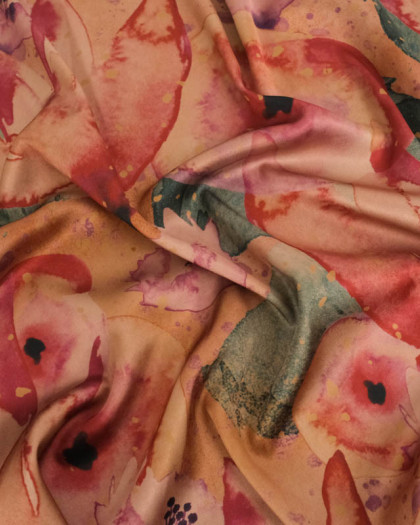 Tissu Satin Effet Soie Aquarelle - Mercerine