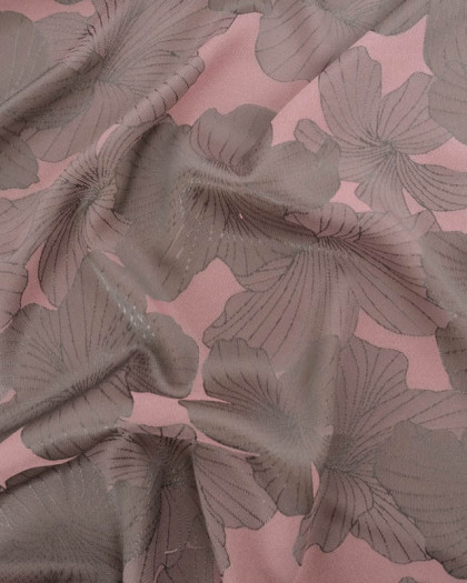 Tissu Satin Jacquard Allan Rose Gris - Mercerine