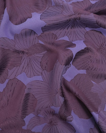 Tissu Satin Jacquard Allan Violet Parme - Mercerine