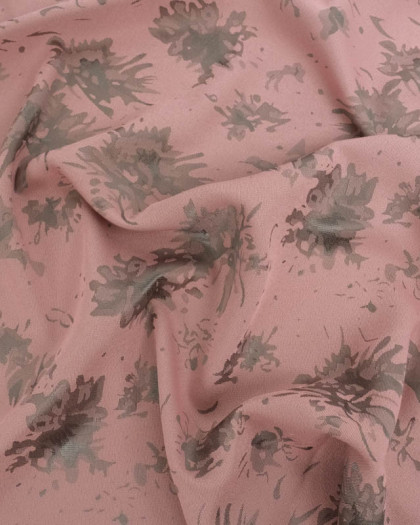 Tissu Satin Jacquard Lanna Rose Gris - Mercerine