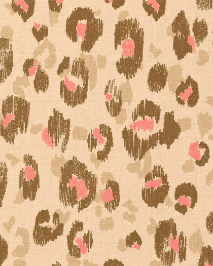 Tissu Coton Imprimé Beige Motif Léopard Rose - Mercerine