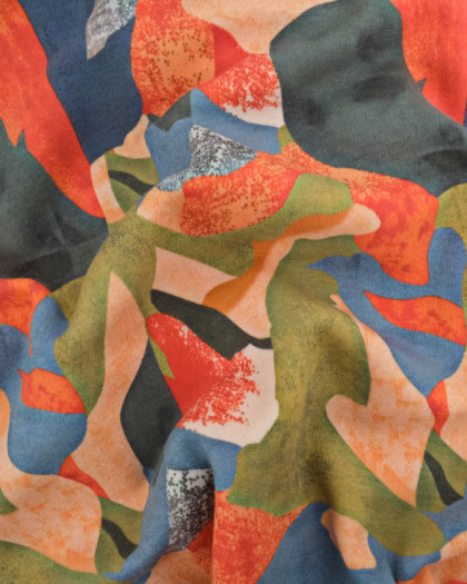 Tissu Sweat Sofia Orange et Vert - Mercerine