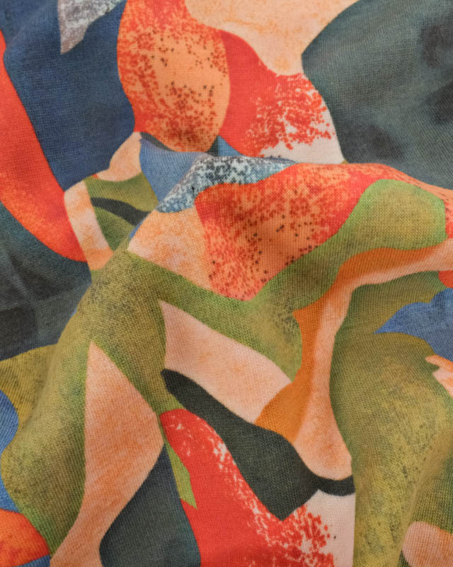 Tissu Sweat Sofia Orange et Vert - Mercerine