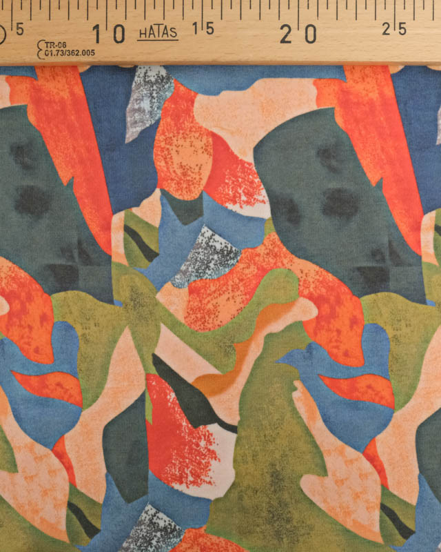 Tissu Sweat Sofia Orange et Vert - Mercerine