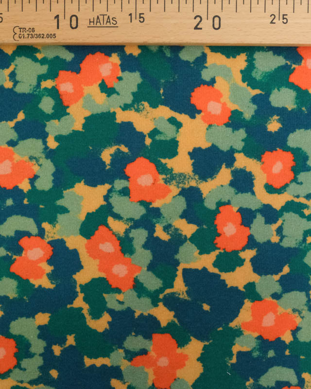 Tissu Sweat Maggie Orange et Bleu - Mercerine