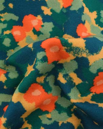 Tissu Sweat Maggie Orange et Bleu - Mercerine