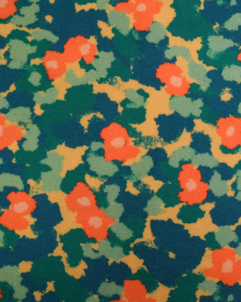 Tissu Sweat Maggie Orange et Bleu - Mercerine
