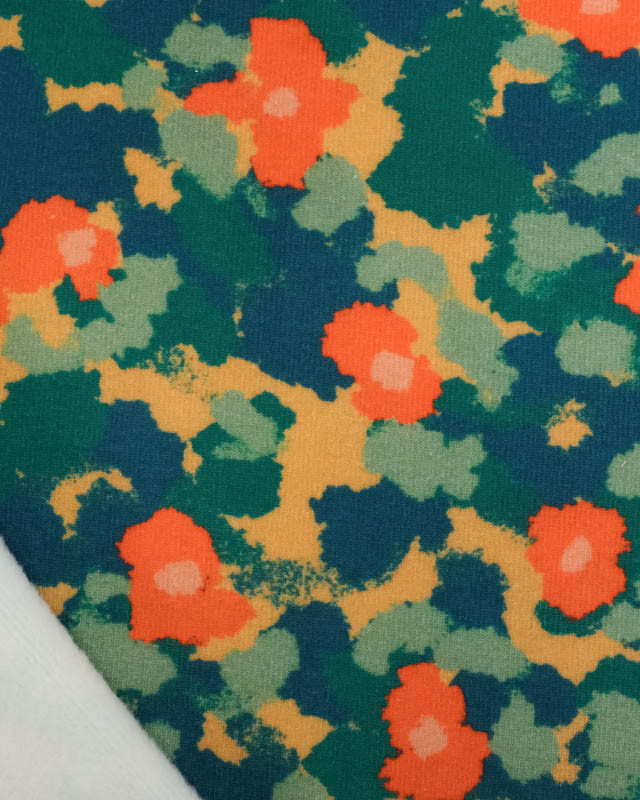 Tissu Sweat Maggie Orange et Bleu - Mercerine