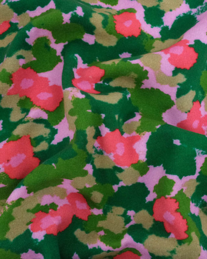 Tissu Sweat Maggie Rose et Vert - Mercerine