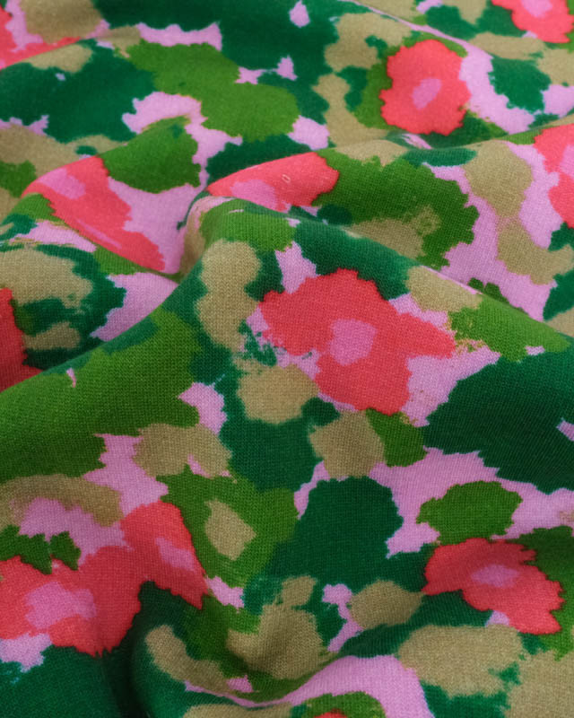 Tissu Sweat Maggie Rose et Vert - Mercerine
