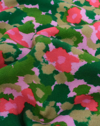 Tissu Sweat Maggie Rose et Vert - Mercerine