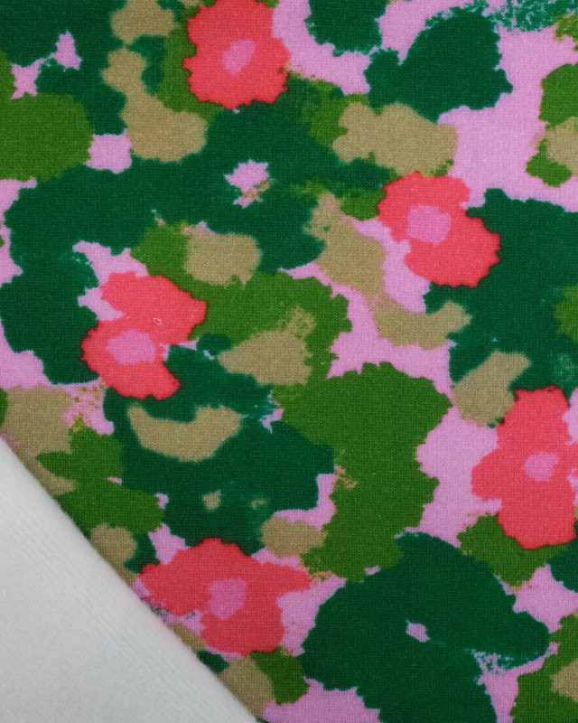Tissu Sweat Maggie Rose et Vert - Mercerine