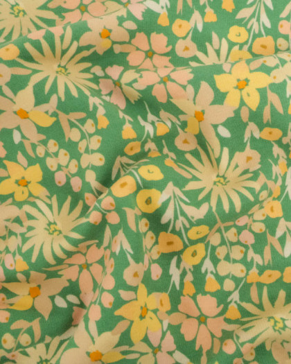 Tissu Sweat Paula Vert et Jaune - Mercerine