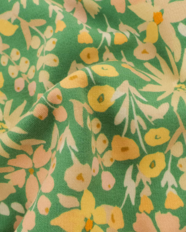 Tissu Sweat Paula Vert et Jaune - Mercerine
