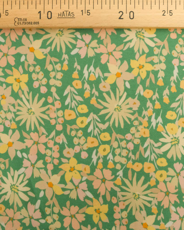 Tissu Sweat Paula Vert et Jaune - Mercerine