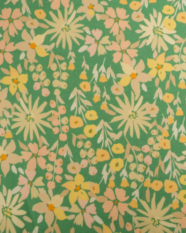 Tissu Sweat Paula Vert et Jaune - Mercerine