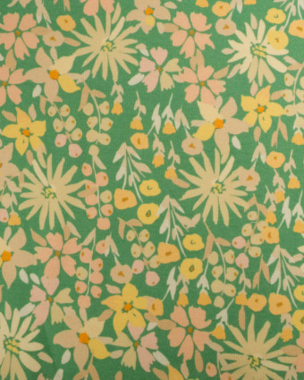 Tissu Sweat Paula Vert et Jaune - Mercerine