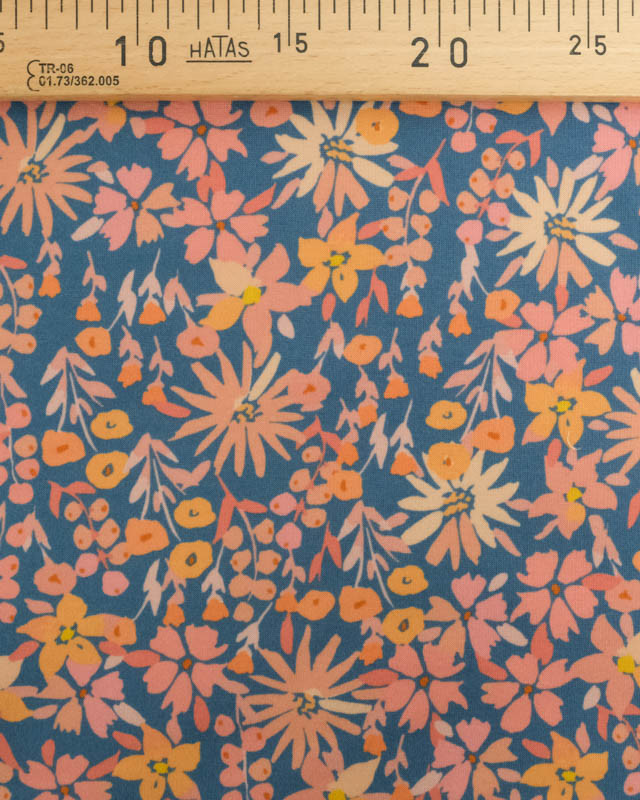 Tissu Sweat Paula Bleu et Rose - Mercerine