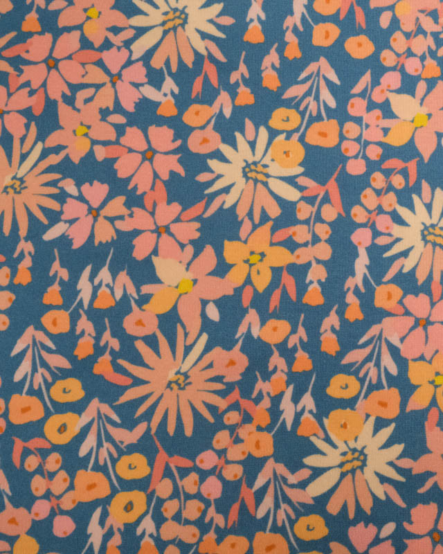 Tissu Sweat Paula Bleu et Rose - Mercerine