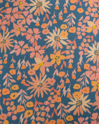 Tissu Sweat Paula Bleu et Rose - Mercerine